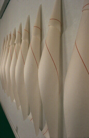 Oscillation. 1996. Ink on Korean paper. Nine units, 14” x 54” each.
