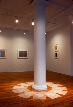 CARROUSEL. 1991. Site specific floor drawing. White chalk on bark paper. Twelve units, 16”x24” each.